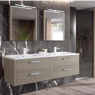 48''Double Vanity, Wall Mount, 4 Drawers with Soft Close, Serie Nova by VALENZUELA