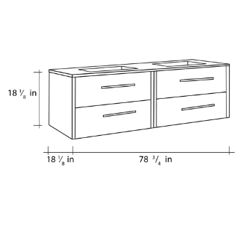 48''Double Vanity, Wall Mount, 4 Drawers with Soft Close, Serie Nova by VALENZUELA