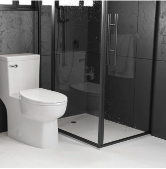 One Piece Square Toilet with Soft Closing Seat and Dual Flush High-Efficiency, Porcelain, White Finish, Height 28-3/4 Inches (BSN-835)