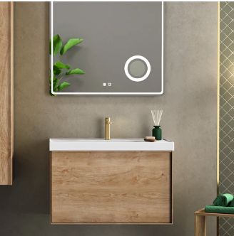 Berlin Single Vanity Cabinet Oak with Onix Basin