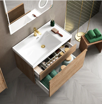 Berlin Single Vanity Cabinet Oak with Onix Basin