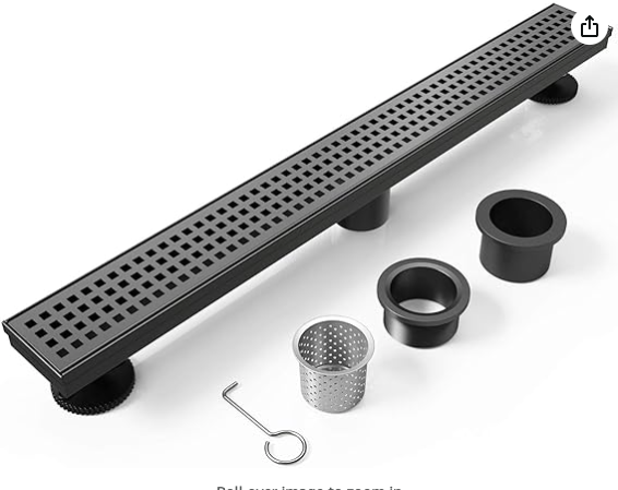 WEBANG 28 Inch Shower Linear Black Drain Rectangular Floor Drain
