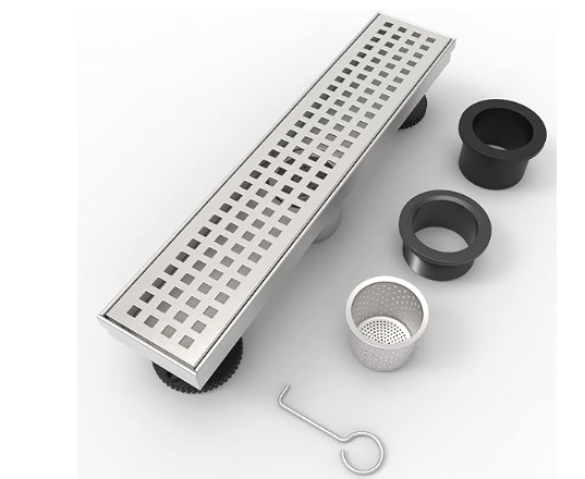 WEBANG 28 Inch Shower Linear Black Drain Rectangular Floor Drain