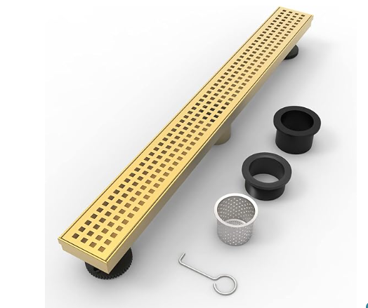 WEBANG 28 Inch Shower Linear Black Drain Rectangular Floor Drain