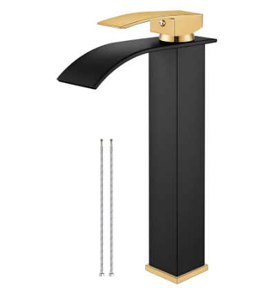 Faucet for Bathroom Sink with Single Handle, Chrome Finish, Waterfall Spout, Suitable for 1 or 3 Holes Installation, Ideal for RV Lavatory or Vanity, Comes with Deck Plate and Supply Lines.