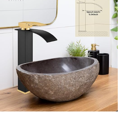 Faucet for Bathroom Sink with Single Handle, Chrome Finish, Waterfall Spout, Suitable for 1 or 3 Holes Installation, Ideal for RV Lavatory or Vanity, Comes with Deck Plate and Supply Lines.