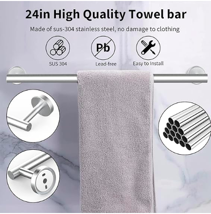 10Pcs Brushed Nickel Bathroom Hardware Set - Includes 24&18inch Towel Bar, Robe Hook, Toilet Paper Holder, 2 Pack 5 Piece Bathroom Accessories Set Stainless Steel Wall Mounted