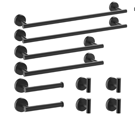 10Pcs Brushed Nickel Bathroom Hardware Set - Includes 24&18inch Towel Bar, Robe Hook, Toilet Paper Holder, 2 Pack 5 Piece Bathroom Accessories Set Stainless Steel Wall Mounted