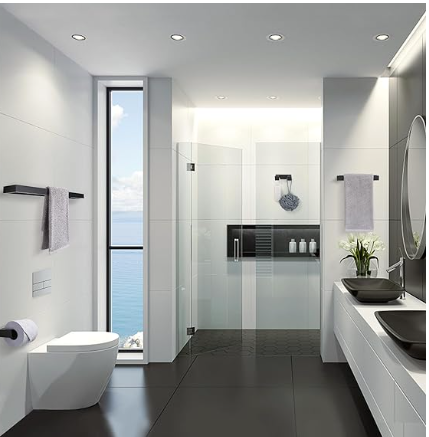 Lairuier Bathroom Hardware Accessories Set, Brushed Nickel 4-Piece Bathroom Hardware Set Including Towel Bar,Towel Holder, Toilet Paper Holder,Towel Hook, Stainless Steel Bath Towel Bar Set