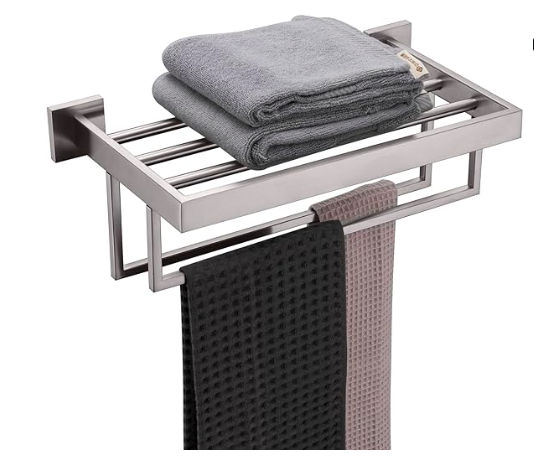 Towel Rack 16'',20'',24'',32'' Bathroom Towel Shelves with Double Towel