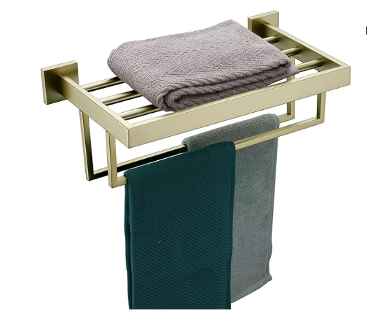 Towel Rack 16'',20'',24'',32'' Bathroom Towel Shelves with Double Towel