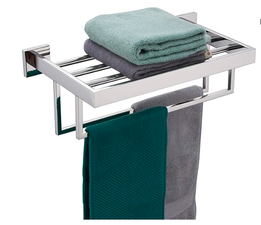 Towel Rack 16'',20'',24'',32'' Bathroom Towel Shelves with Double Towel