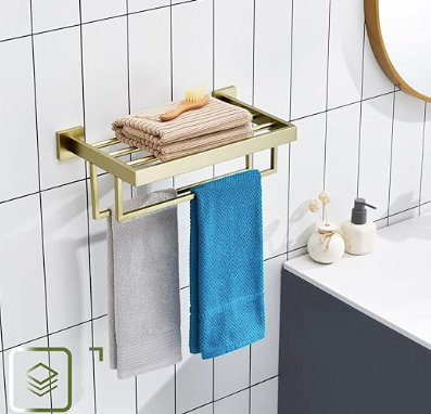 Towel Rack 16'',20'',24'',32'' Bathroom Towel Shelves with Double Towel