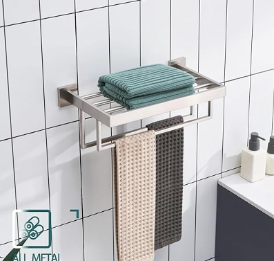 Towel Rack 16'',20'',24'',32'' Bathroom Towel Shelves with Double Towel