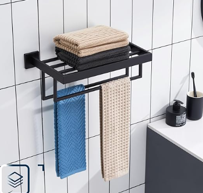 Towel Rack 16'',20'',24'',32'' Bathroom Towel Shelves with Double Towel