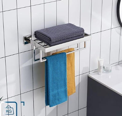 Towel Rack 16'',20'',24'',32'' Bathroom Towel Shelves with Double Towel