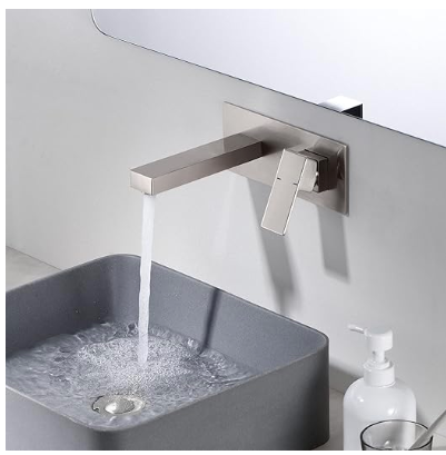 Wall Mount Bathroom Faucets, Vessel Sink Faucet Chrome Solid Brass Rough in Valve Included, SUMERAIN