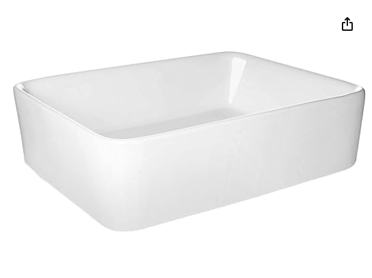 Bathroom Vessel Sink 20 Inch Above Counter Rectangular White Ceramic Countertop Sink for Cabinet Lavatory