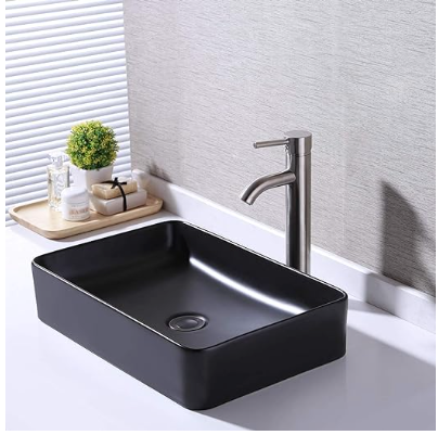 Bathroom Vessel Sink 20 Inch Above Counter Rectangular White Ceramic Countertop Sink for Cabinet Lavatory