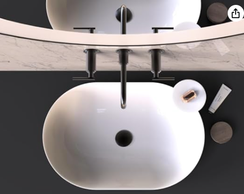 Bathroom Vessel Sink Drop In Sink White Semi Recessed Vessel Sink Modern Ceramic Bathroom Sink Bowl 23.6" x 15.7" x 6.8"(Drain, Faucet and the soap dish are not included)