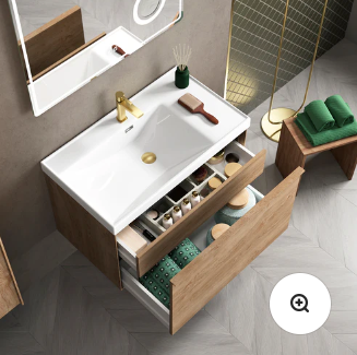 Berlin Single Vanity Cabinet Oak with Onix Basin