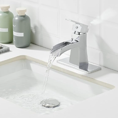 Bathroom Faucet Single Hole, Modern Waterfall Bathroom Sink Faucet,