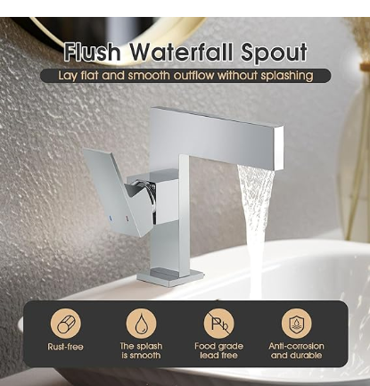 Sink Faucet Ultra Thin Design, Single Handle Vanity Faucet for Bathroom Sink.